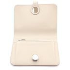 Hermes Dogon Compact Taurillon Silver Bifold Wallet Card Case Beton White — view 4