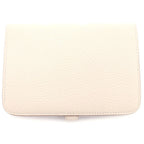 Hermes Dogon Compact Taurillon Silver Bifold Wallet Card Case Beton White — view 2
