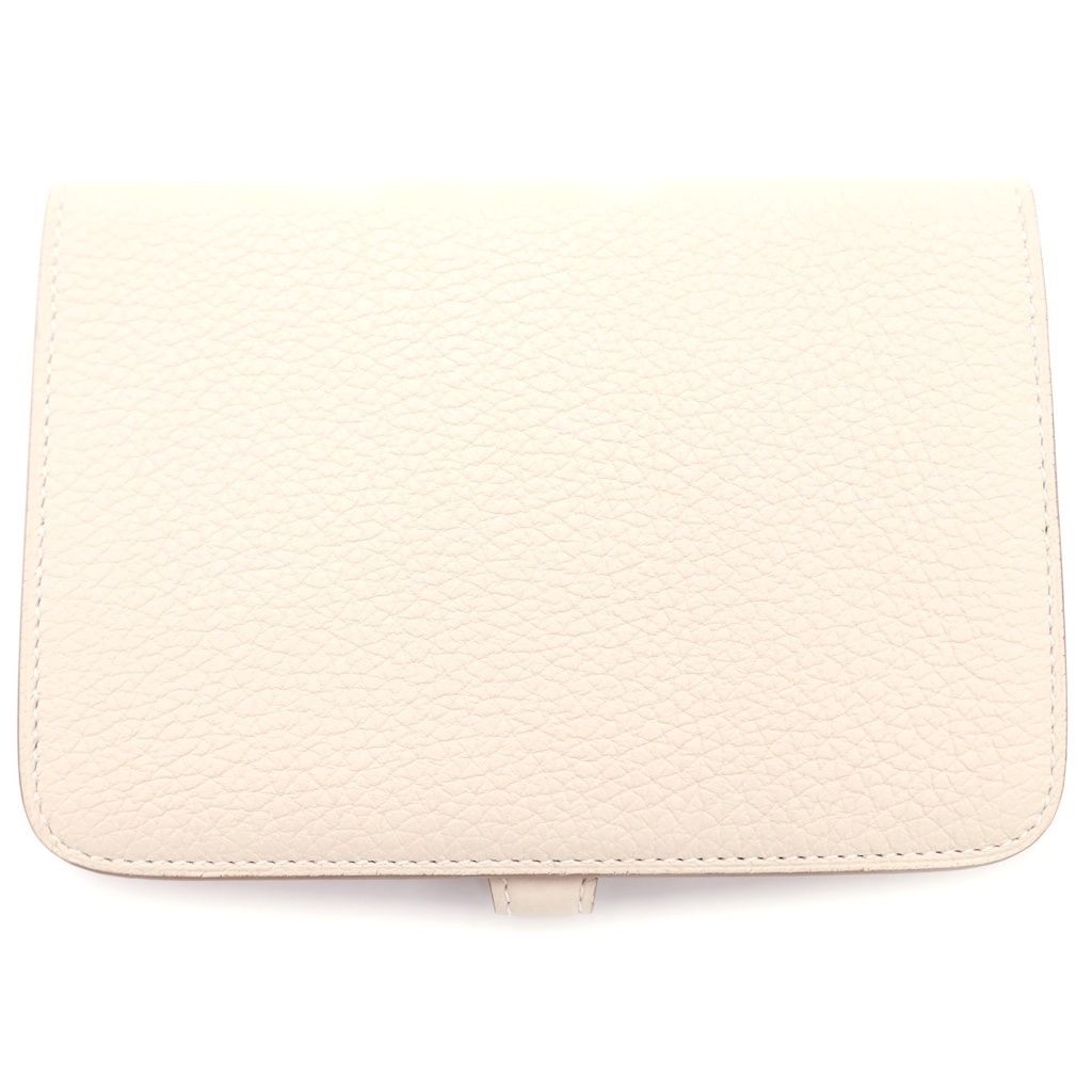 Hermes Dogon Compact Taurillon Silver Bifold Wallet Card Case Beton White — view 2