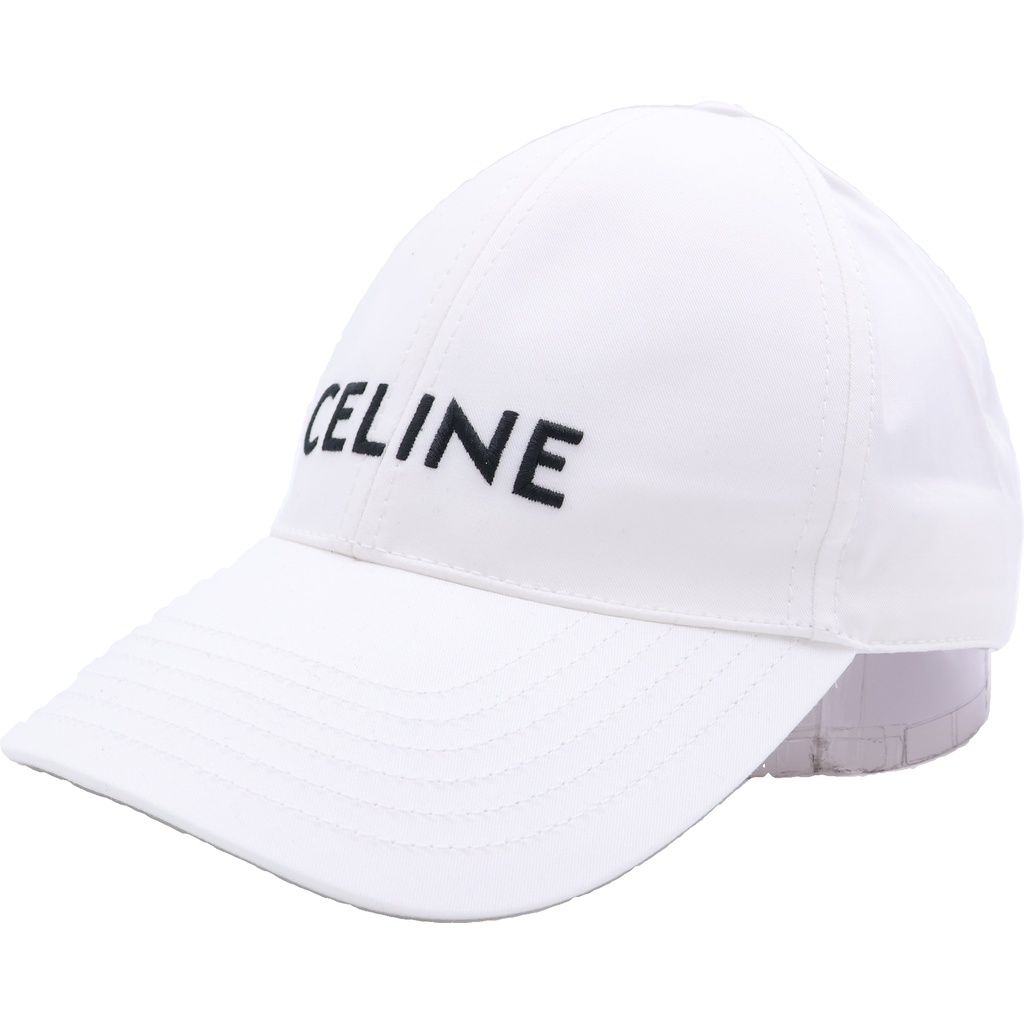 Celine Cotton Gabardine Baseball Cap White