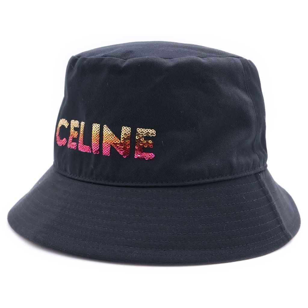 Celine Logo Bucket Hat Print Black
