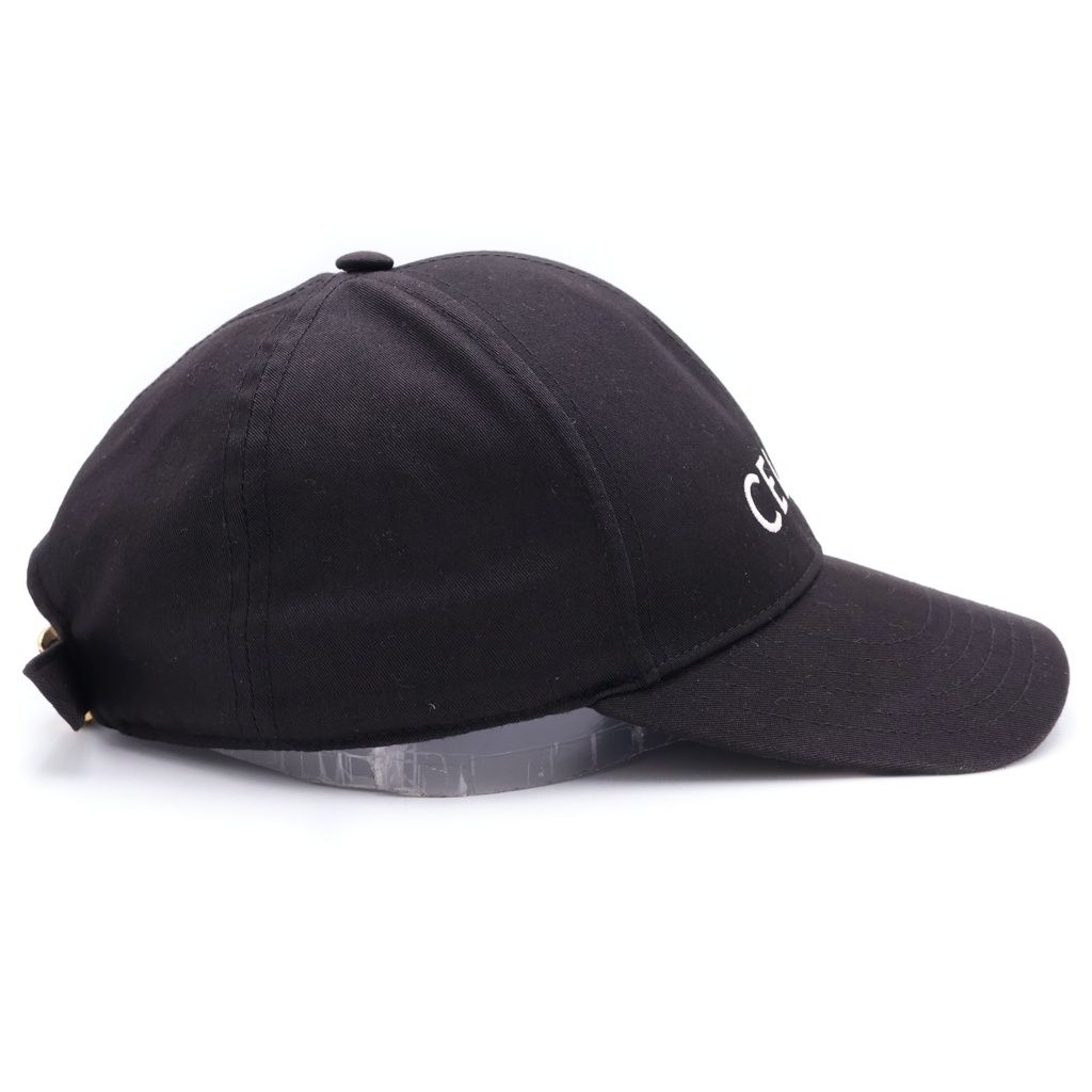 Celine Logo Embroidery Baseball Cap Hat Black — view 3