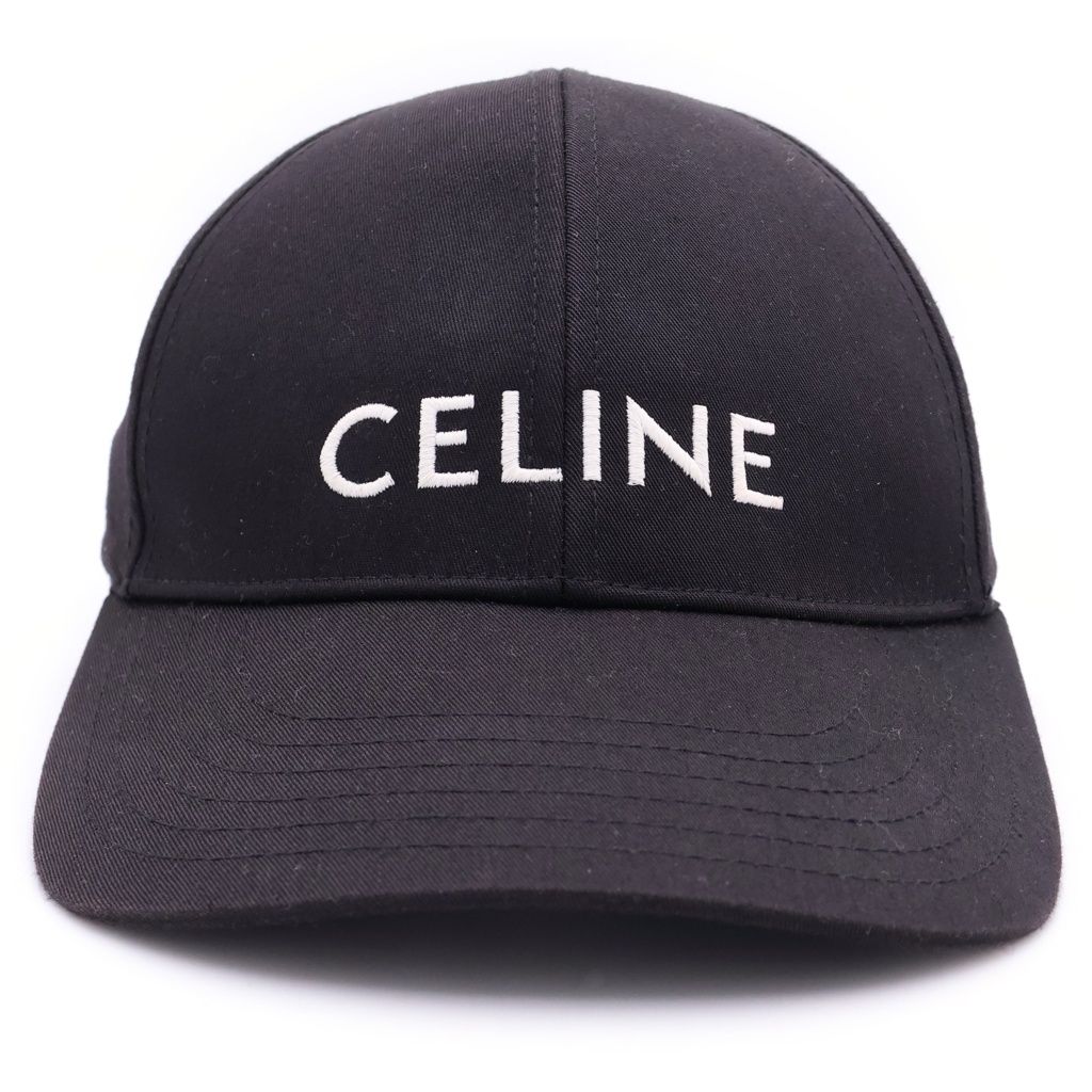 Celine Logo Embroidery Baseball Cap Hat Black — view 4