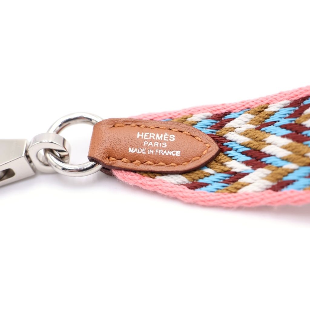 Hermes Bandouliere Sangles Zigzag Shoulder Strap Veau Swift Silver Pink Brown — view 5
