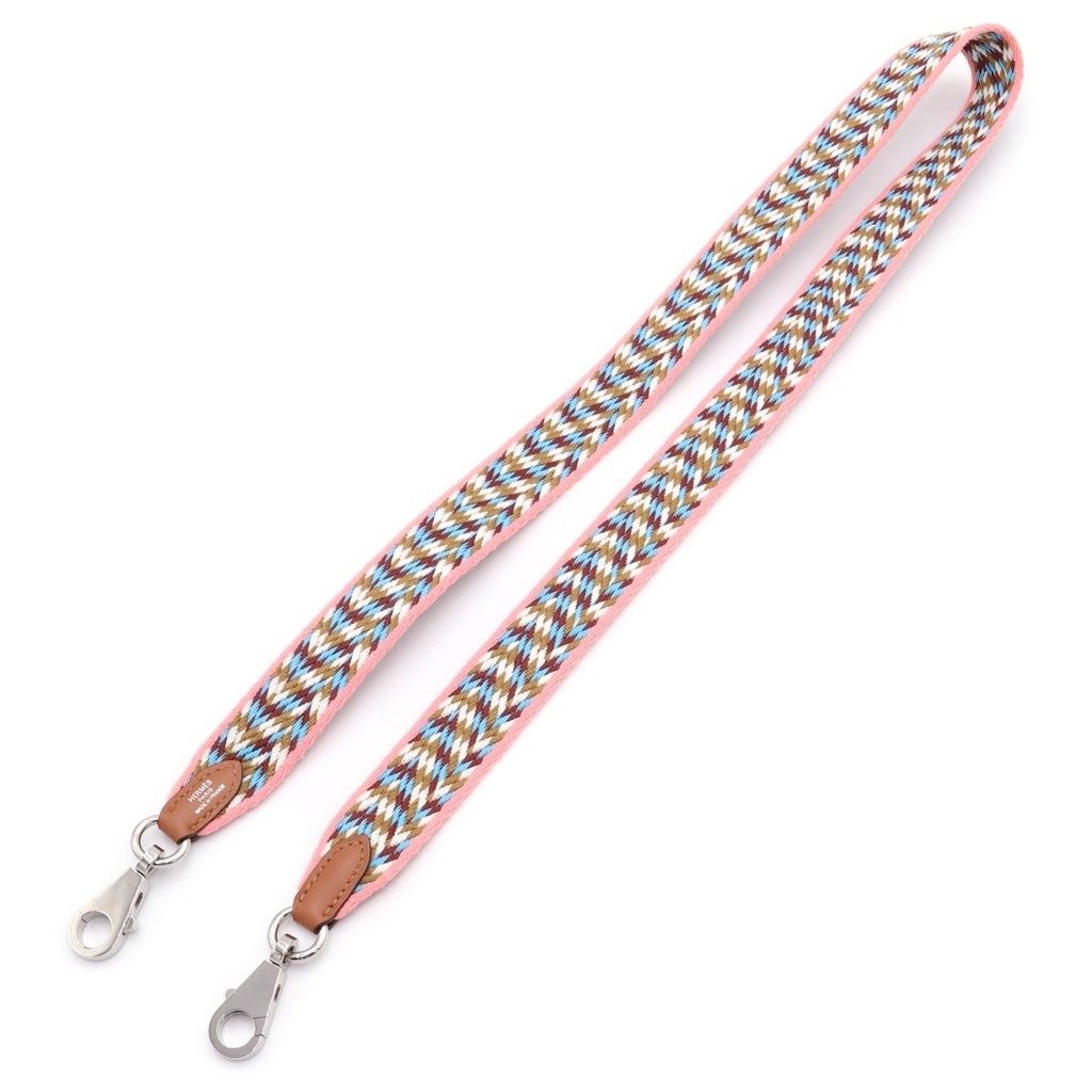 Hermes Bandouliere Sangles Zigzag Shoulder Strap Veau Swift Silver Pink Brown — view 2