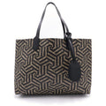 Gucci GG Carre Ido Reversible Tote Leather Shoulder Bag Black Beige