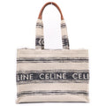 Celine Cabas Thais Large Logo Canvas Tote Beige Navy Ivory