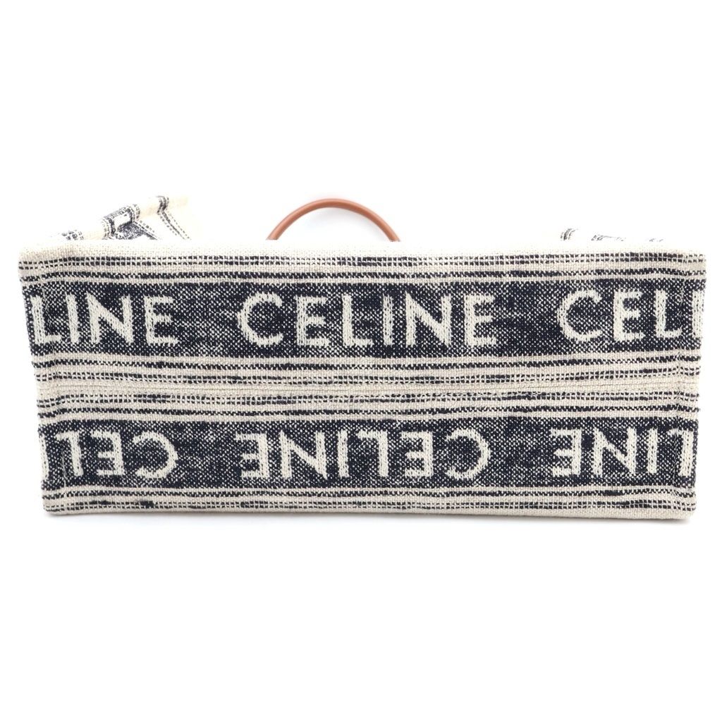 Celine Cabas Thais Large Logo Canvas Tote Beige Navy Ivory — view 4