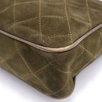 Chanel Quilted CC Logo Suede Fringe Tassel Chain Shoulder Bag Green — view 5