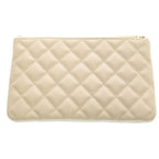 Chanel Quilted Pouch Caviar Leather White Gold White — view 2