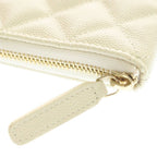 Chanel Quilted Pouch Caviar Leather White Gold White — view 5
