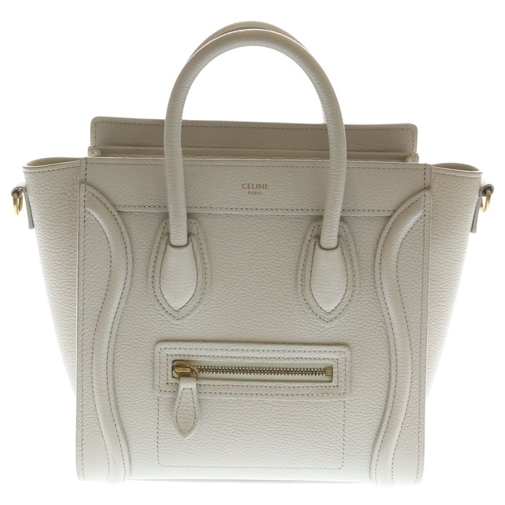 Celine Luggage Nano Leather 2-Way Shoulder Bag Beige
