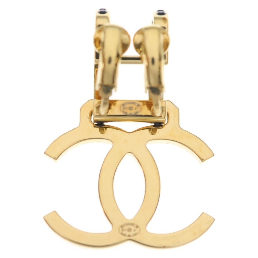Chanel CC Logo Rhinestone Earrings Gold Black — view 2