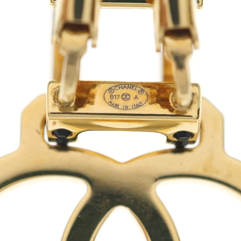 Chanel CC Logo Rhinestone Earrings Gold Black — view 5