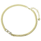 Dior Evolution Logo Rhinestone Choker Necklace Gold — view 2