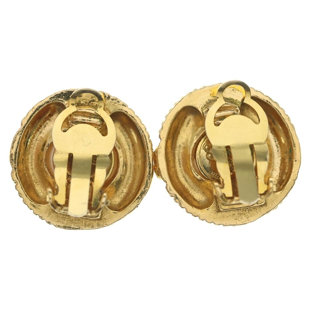 Chanel CC Logo Faux Pearl Vintage Earrings Gold — view 2