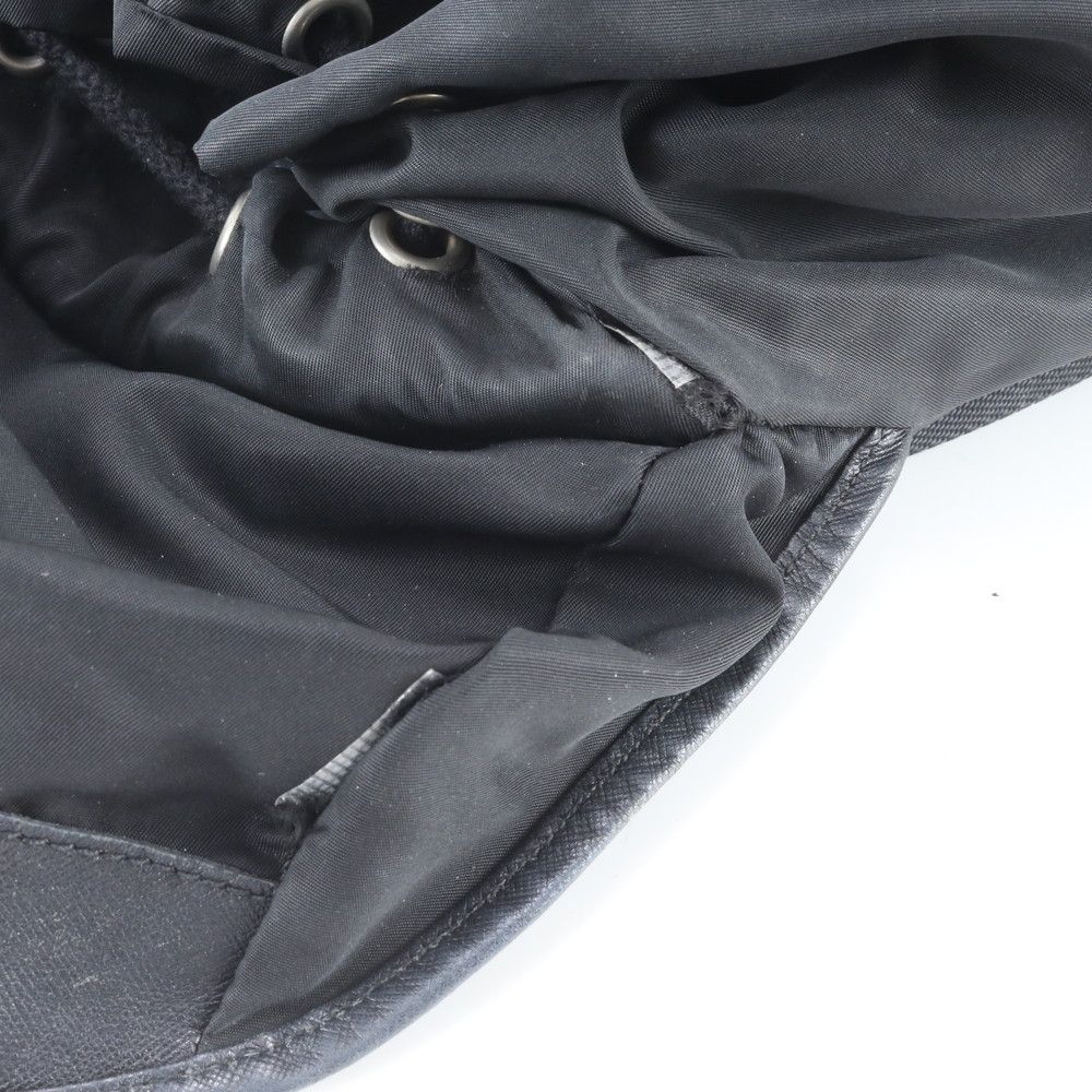 Prada Tessuto Nylon Leather Backpack Shoulder Bag Black — view 9