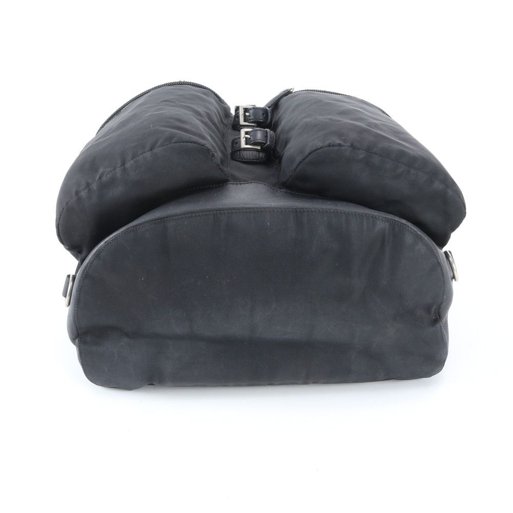 Prada Tessuto Nylon Leather Backpack Shoulder Bag Black — view 5