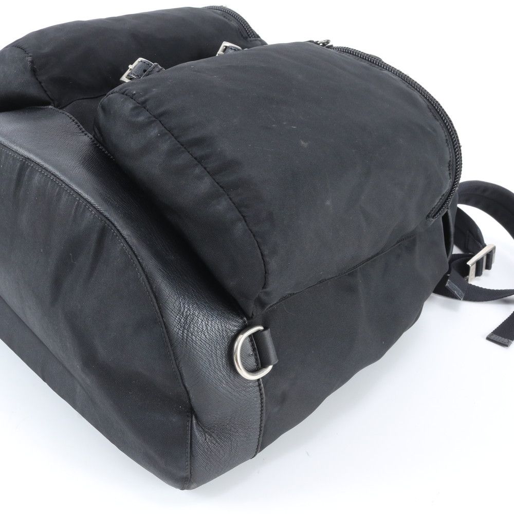 Prada Tessuto Nylon Leather Backpack Shoulder Bag Black — view 4
