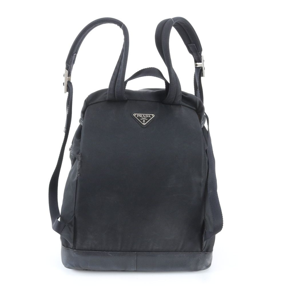 Prada Tessuto Nylon Leather Backpack Shoulder Bag Black — view 3