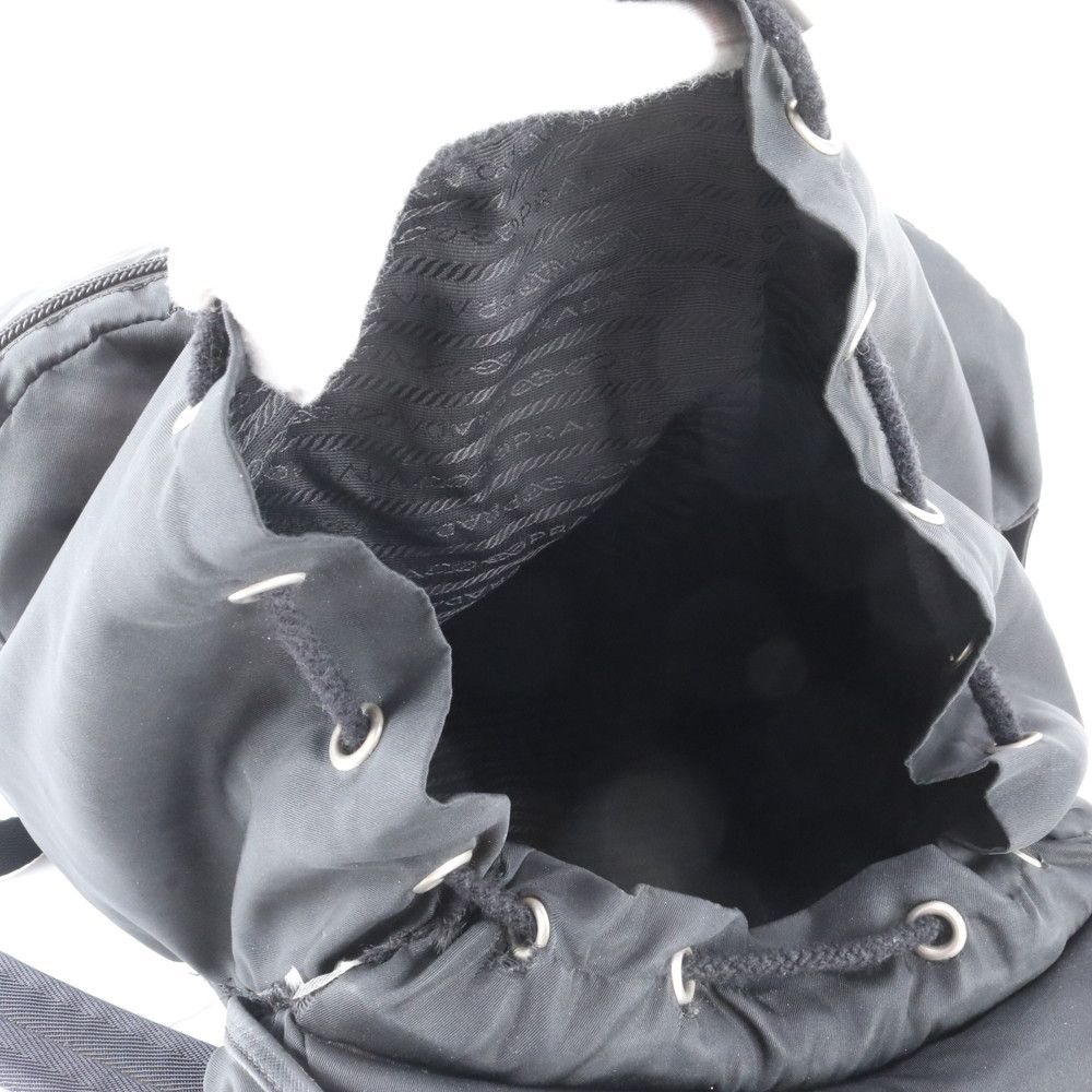 Prada Tessuto Nylon Leather Backpack Shoulder Bag Black — view 7