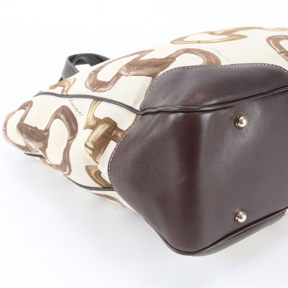 Gucci Bambu Horsebit Pattern Leather Tote Shoulder Hand — view 6