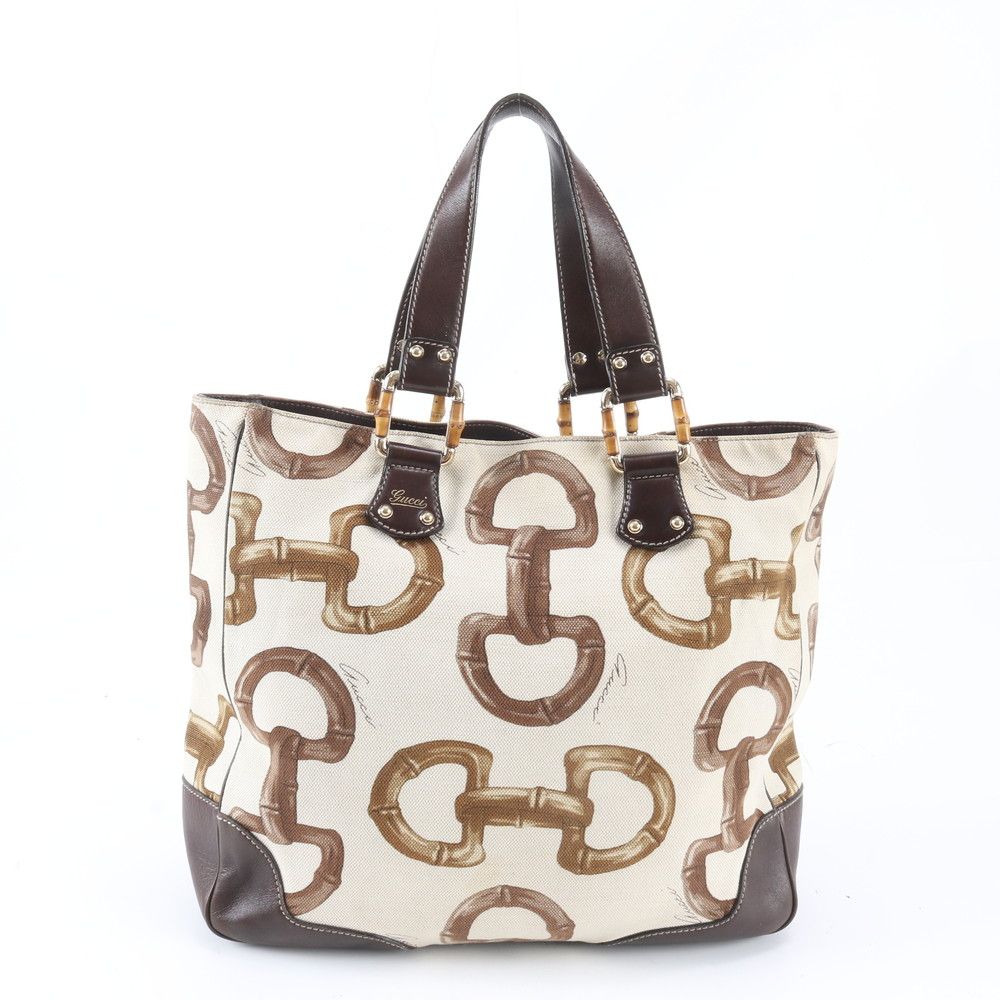 Gucci Bambu Horsebit Pattern Leather Tote Shoulder Hand — view 3