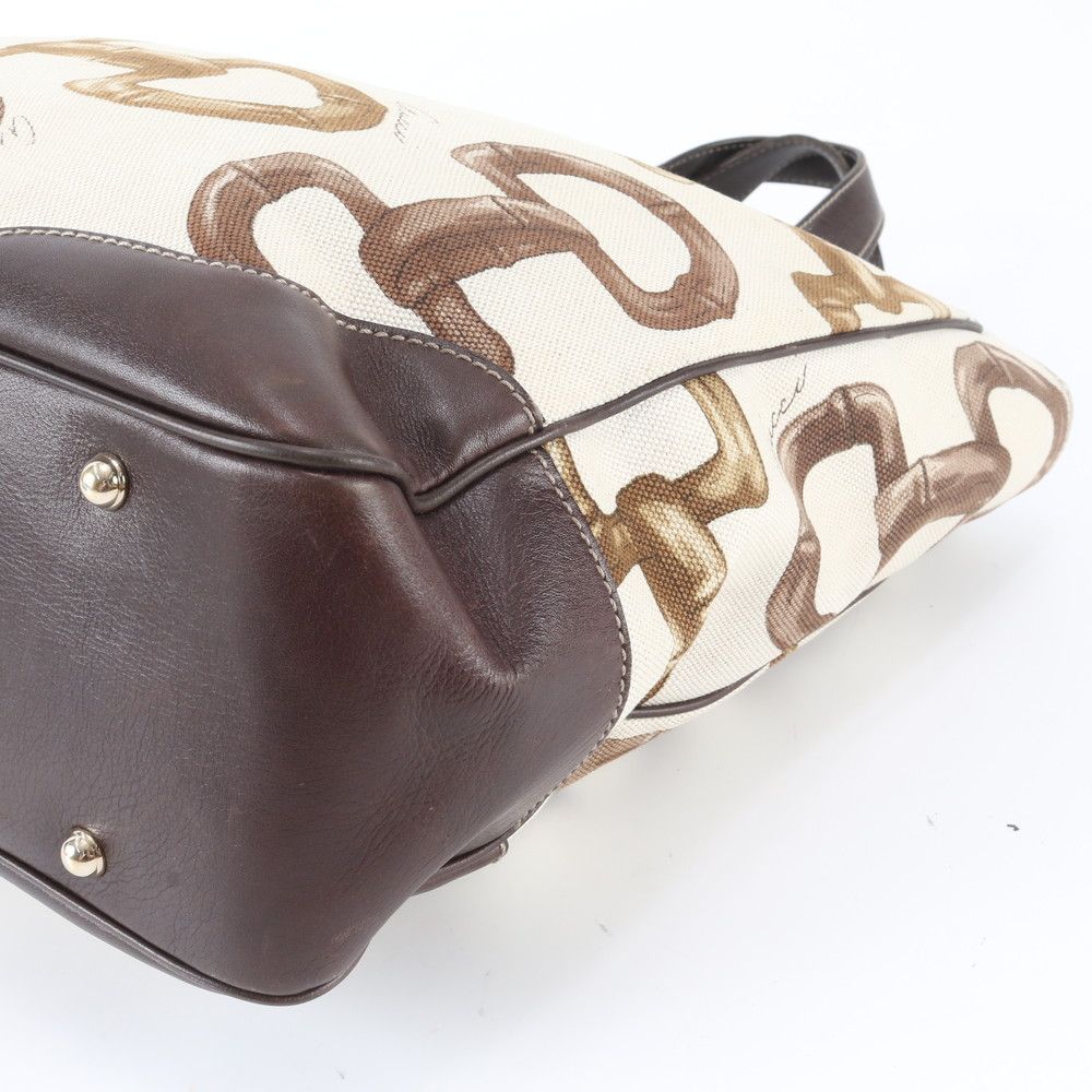 Gucci Bambu Horsebit Pattern Leather Tote Shoulder Hand — view 4
