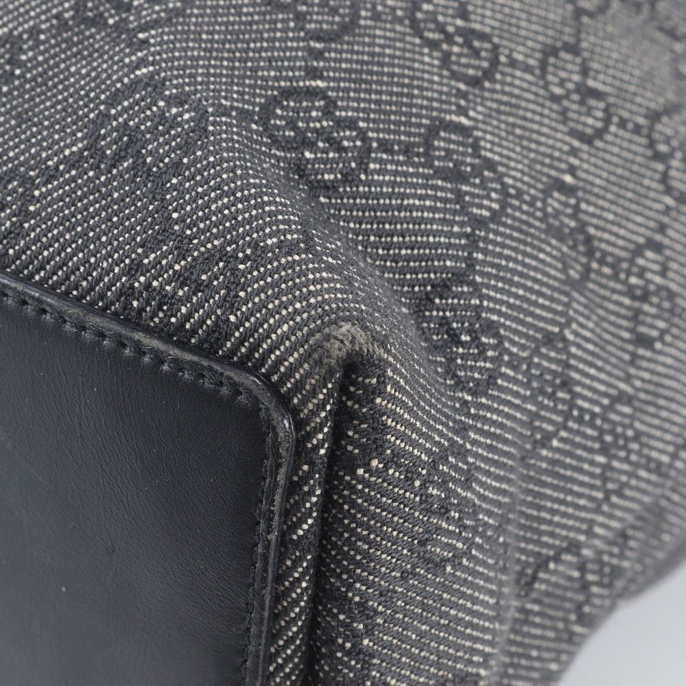 Gucci GG Canvas Leather Tote Shoulder Hand Black — view 8
