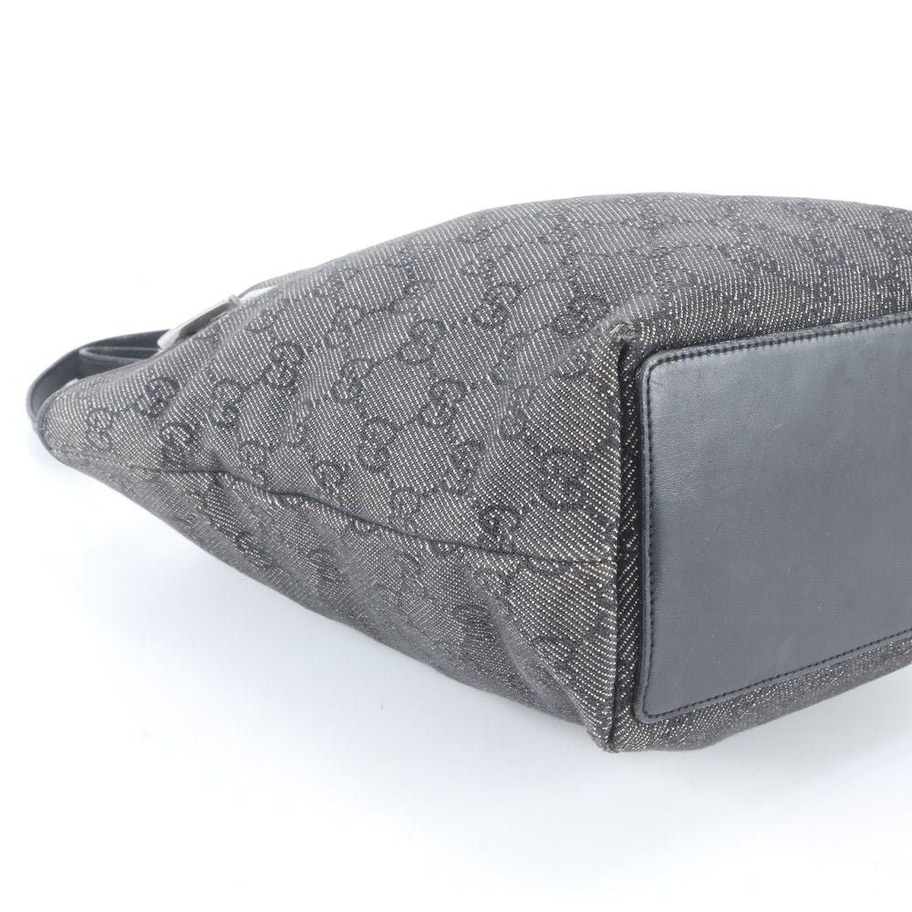 Gucci GG Canvas Leather Tote Shoulder Hand Black — view 6