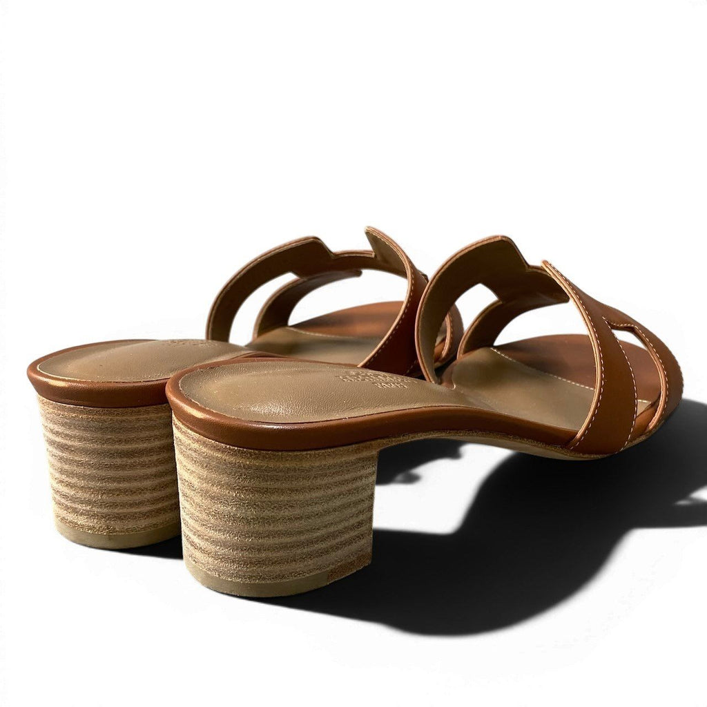 Hermes Oasis Leather Sandals 39 Brown — view 5