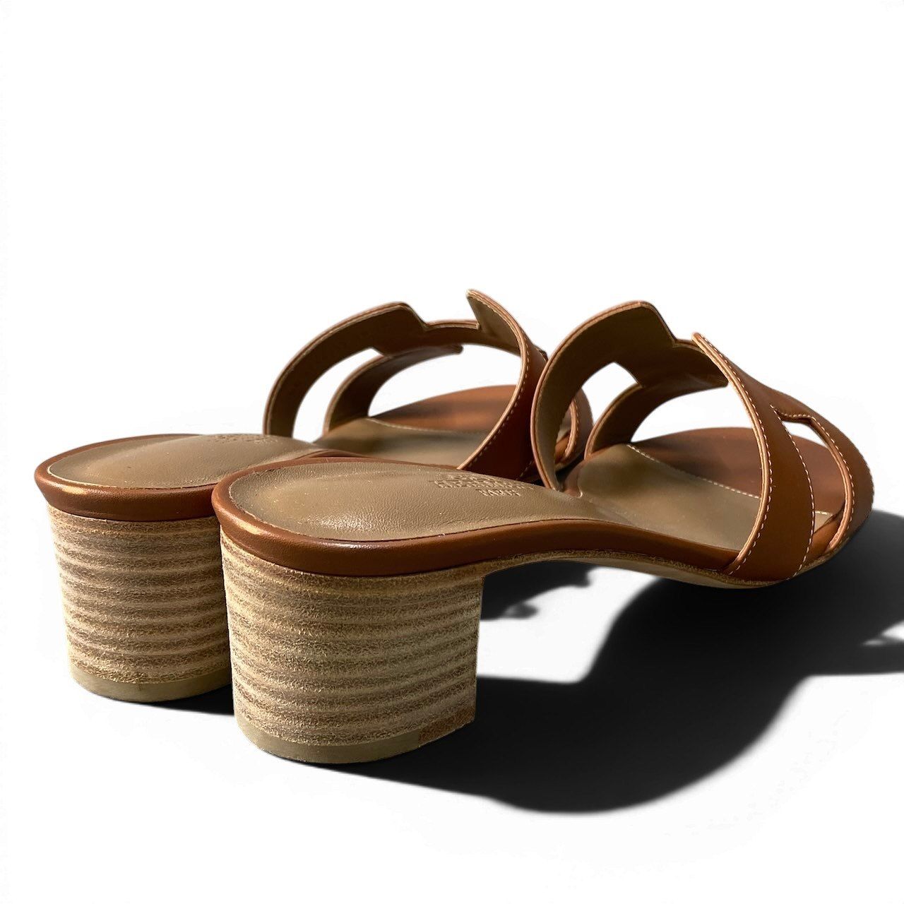 Hermes Oasis Leather Sandals 39 Brown — view 5