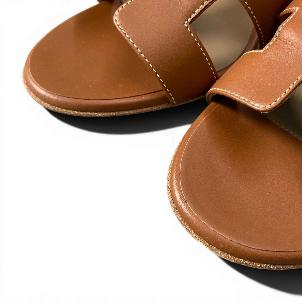 Hermes Oasis Leather Sandals 39 Brown — view 7