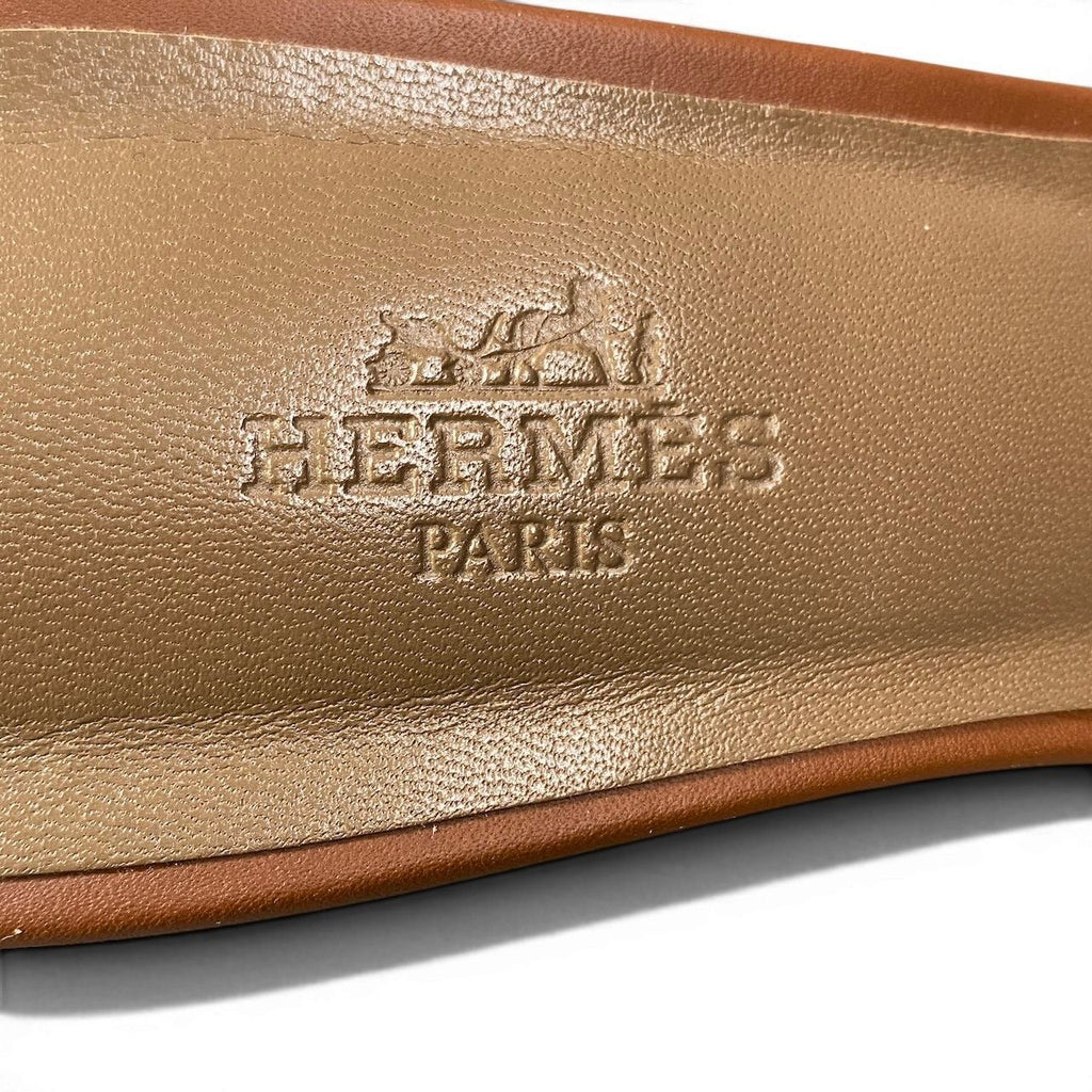 Hermes Oasis Leather Sandals 39 Brown — view 9