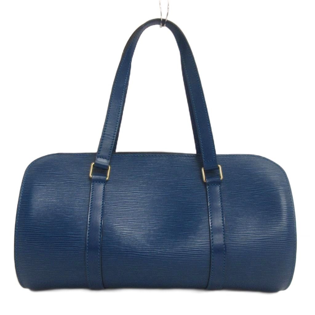 Louis Vuitton Epi Souflo Handbag Tote with Logo Pouch Cylindrical Blue — view 3