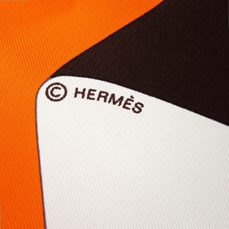 Hermes Carre 90 en Duo Par Ribbon Scarf Silk Orange — view 9