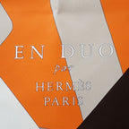 Hermes Carre 90 en Duo Par Ribbon Scarf Silk Orange — view 8