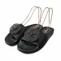 Chanel Camellia Mesh Sandals 39 Black