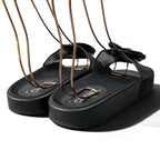 Chanel Camellia Mesh Sandals 39 Black — view 5
