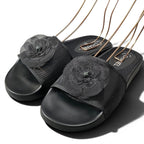 Chanel Camellia Mesh Sandals 39 Black — view 2