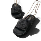 Chanel Camellia Mesh Sandals 39 Black — view 3