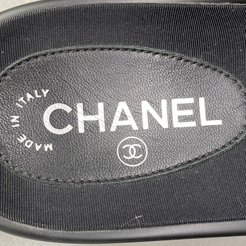Chanel Camellia Mesh Sandals 39 Black — view 9