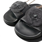 Chanel Camellia Mesh Sandals 39 Black — view 6