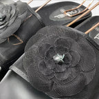 Chanel Camellia Mesh Sandals 39 Black — view 7