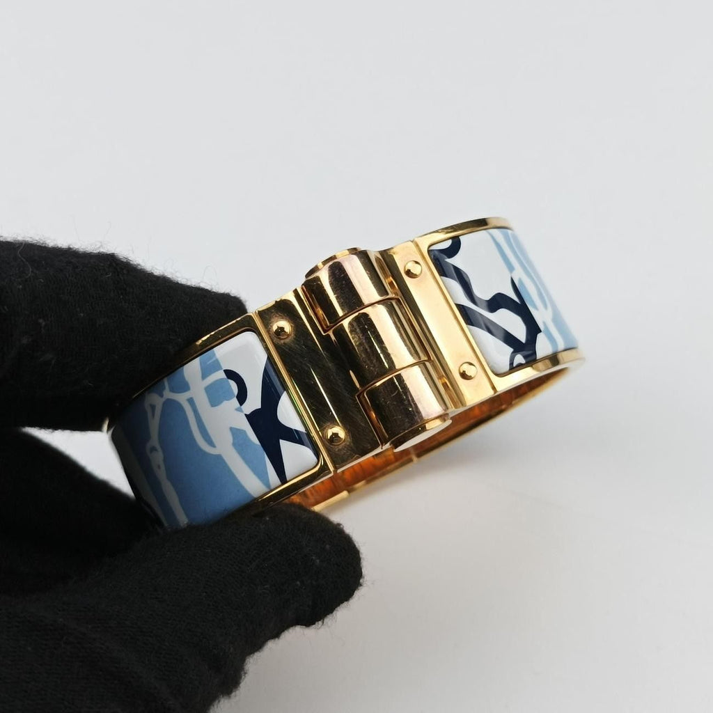 Hermes Charnier Blue Gold Bracelet — view 4