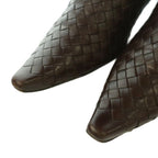 Bottega Veneta Intrecciato Long Boots Pointed Toe Low Heels Leather One Color — view 4