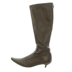 Bottega Veneta Intrecciato Long Boots Pointed Toe Low Heels Leather One Color