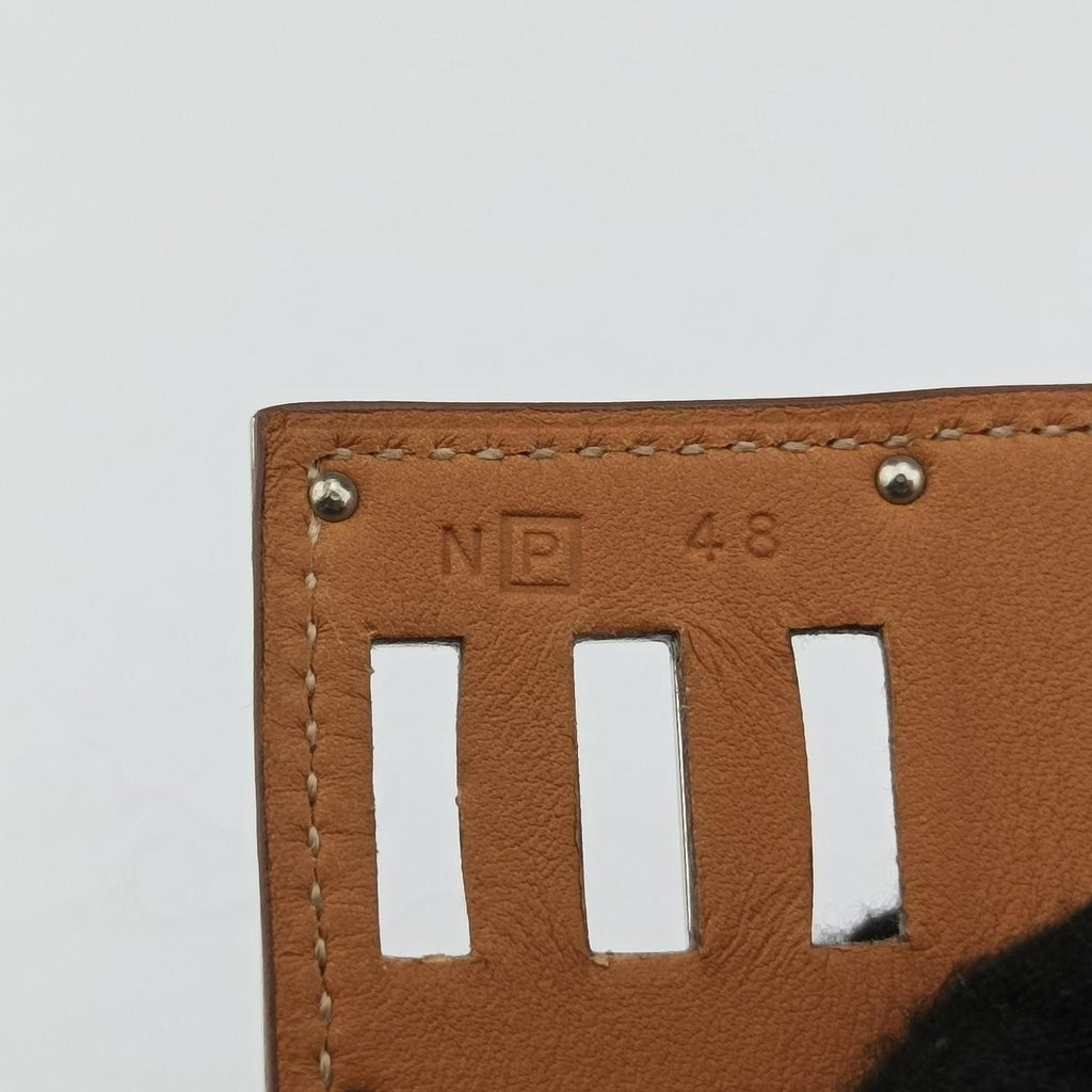 Hermes Kelly Style Lock Orange Silver Leather N?p 48 — view 7