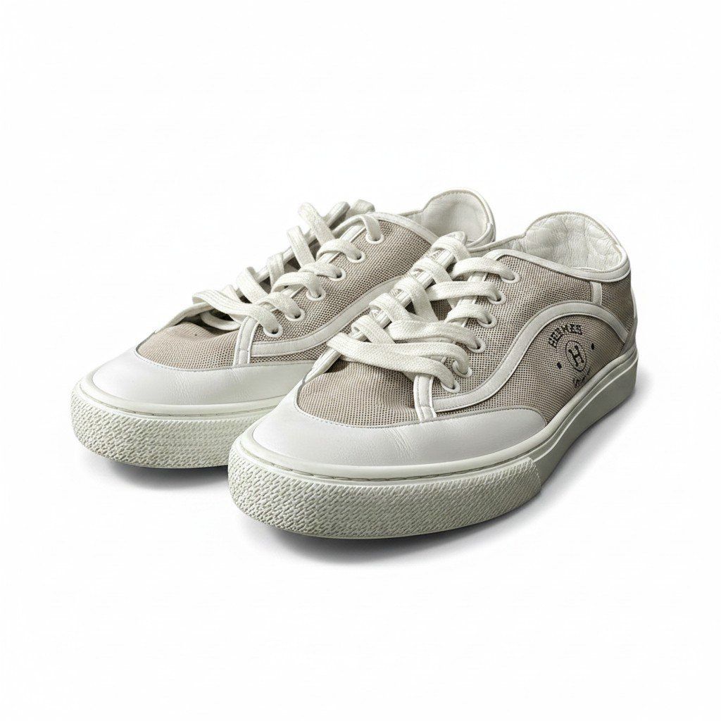 Hermes Get Side Logo Sneakers Get Low 38.5 White Shoes