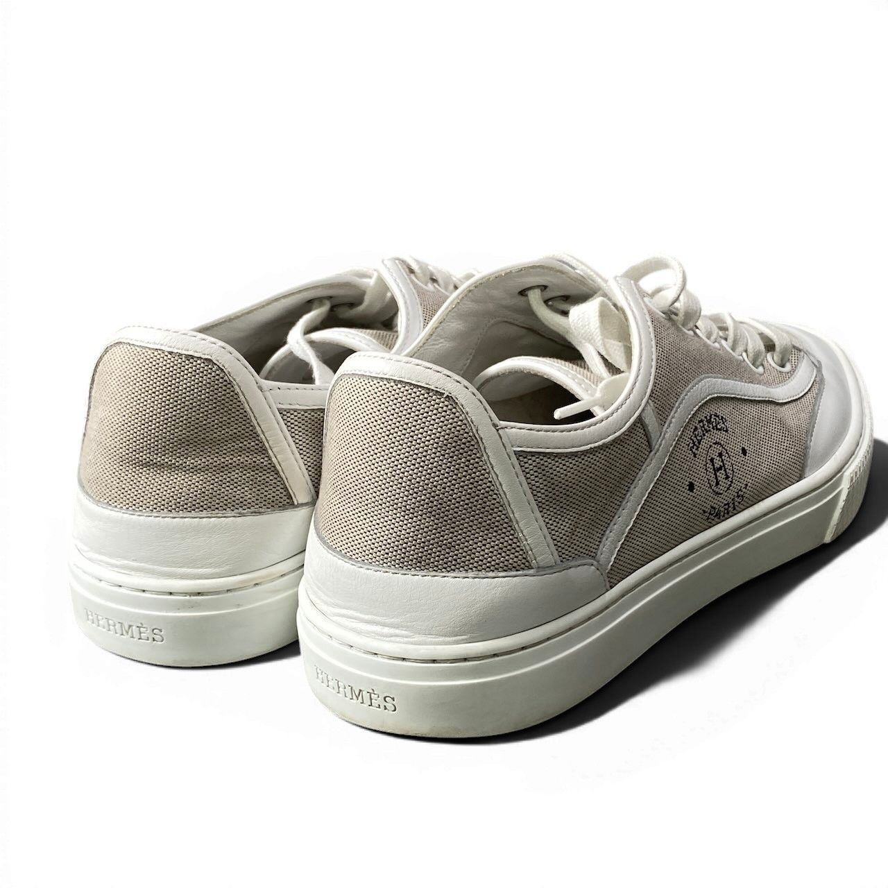 Hermes Get Side Logo Sneakers Get Low 38.5 White Shoes — view 5